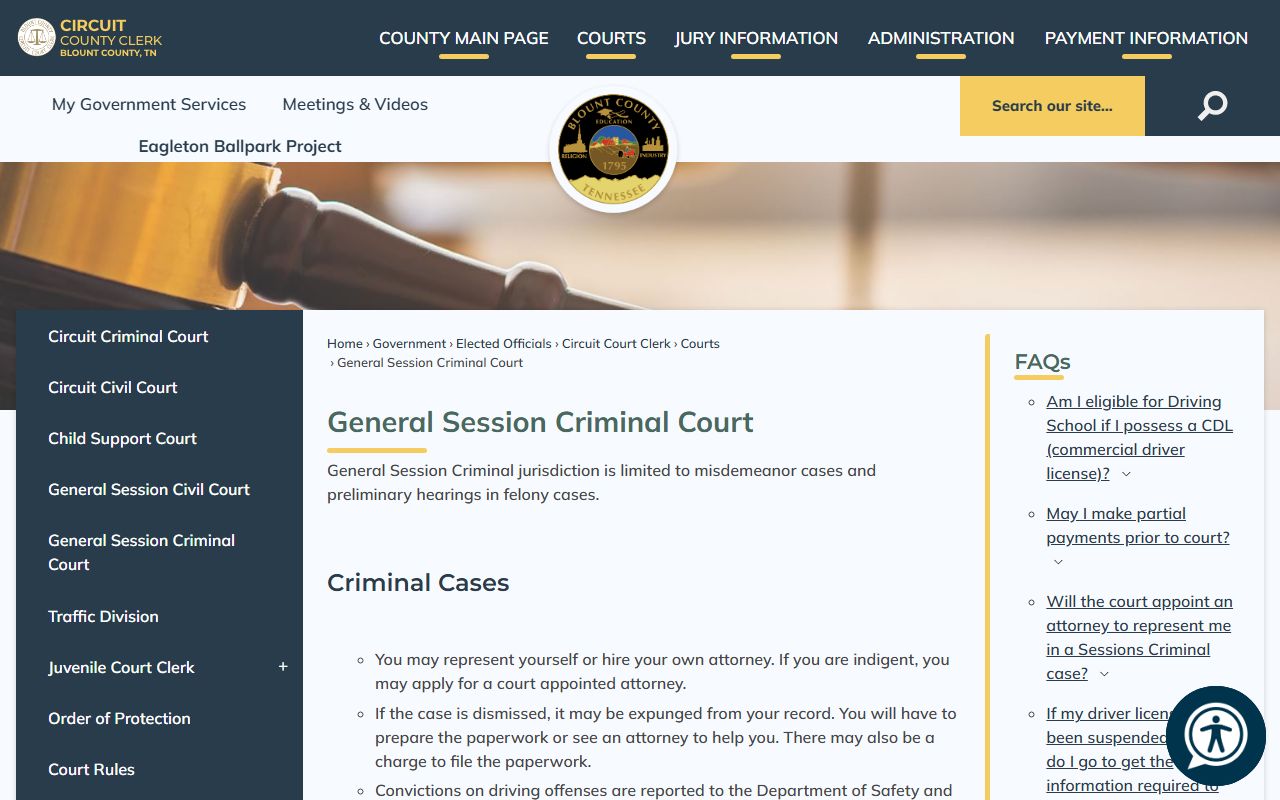 Blount County criminal court records general sessions criminal court image