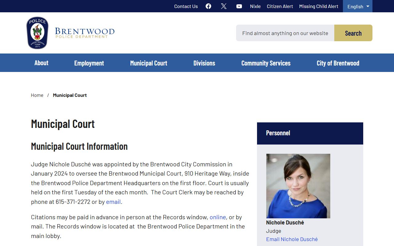 Brentwood criminal court records and the municipal court payment path