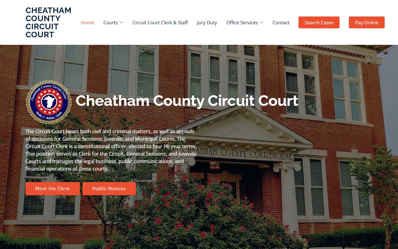 Cheatham County criminal court records information from the Cheatham County Circuit Court Clerk