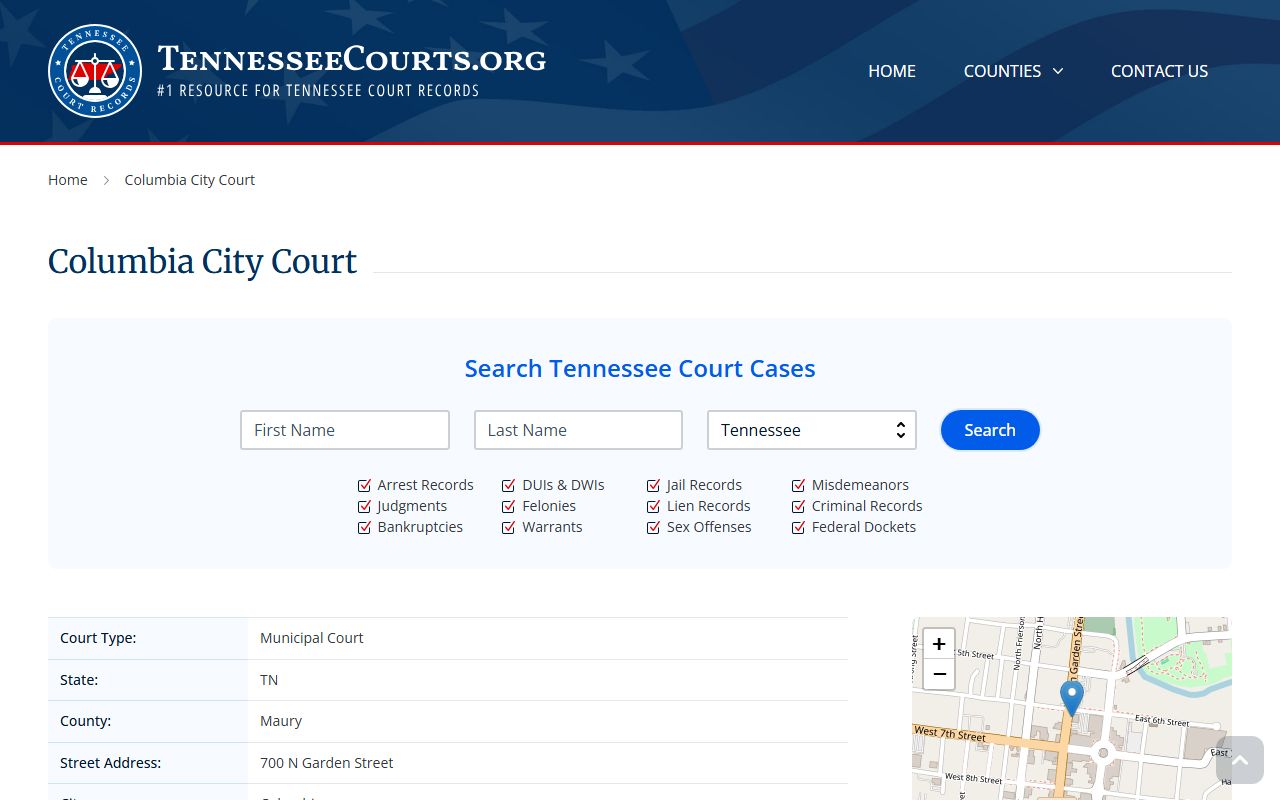 Columbia criminal court records at the Maury County court center
