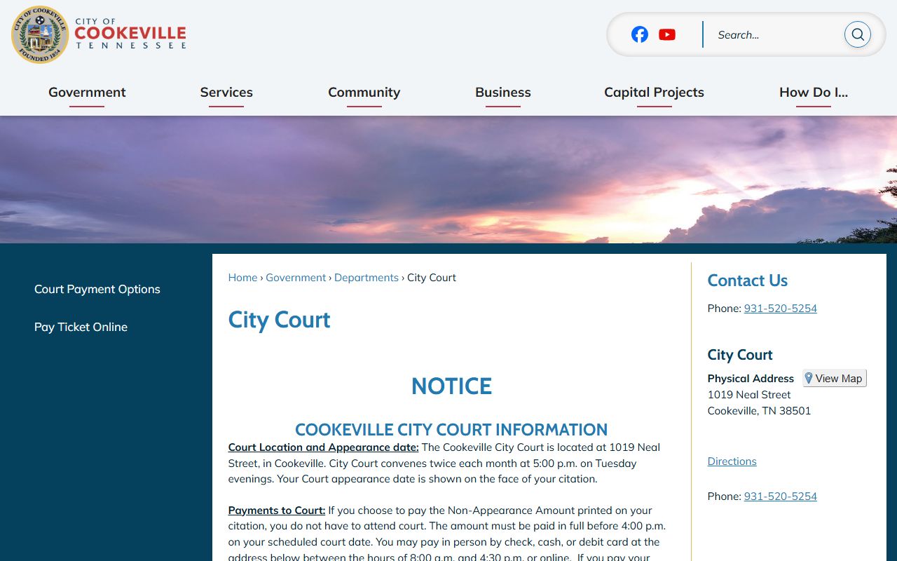 Cookeville criminal court records at Cookeville City Court