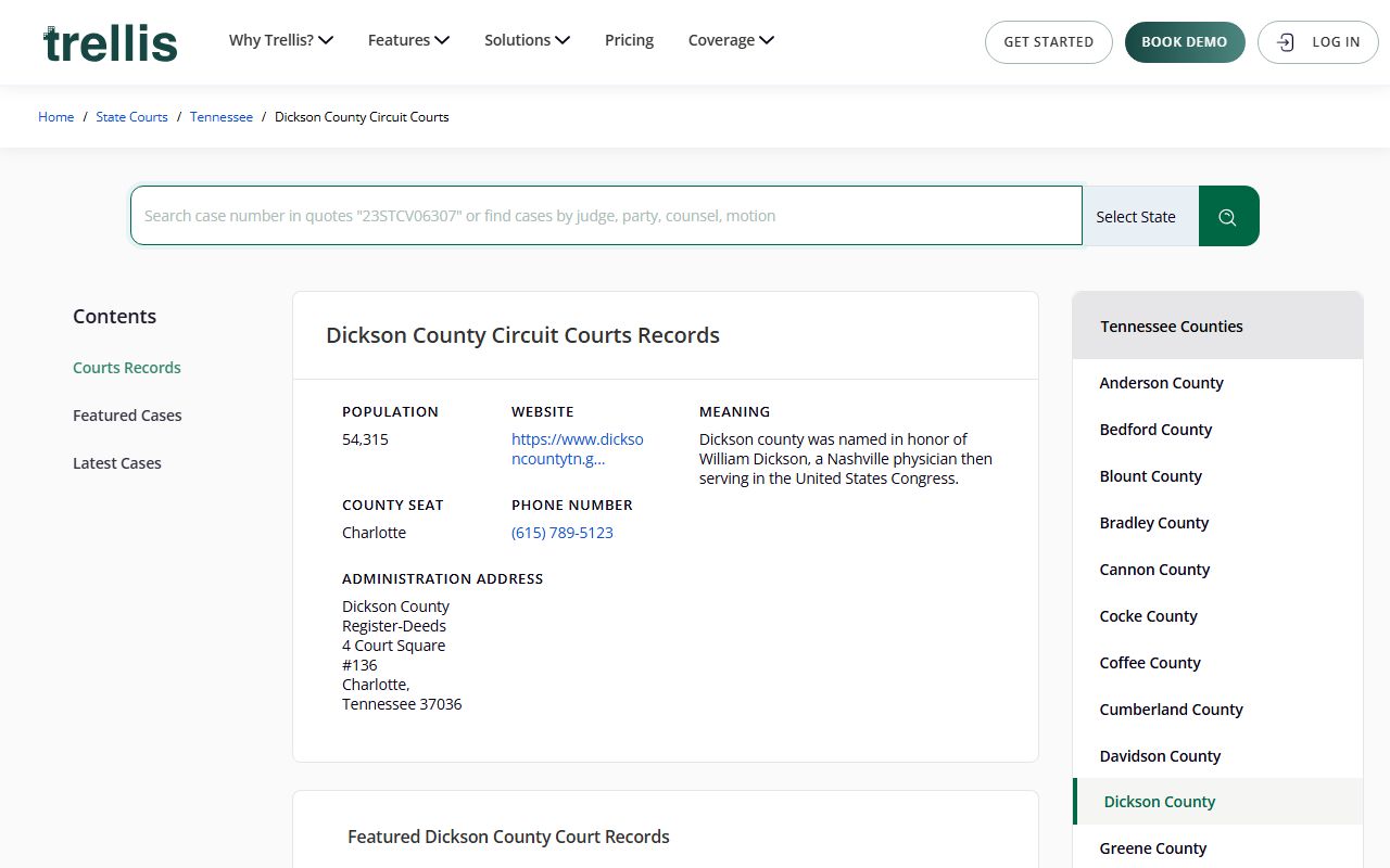 Dickson County criminal court records online coverage and docket access information
