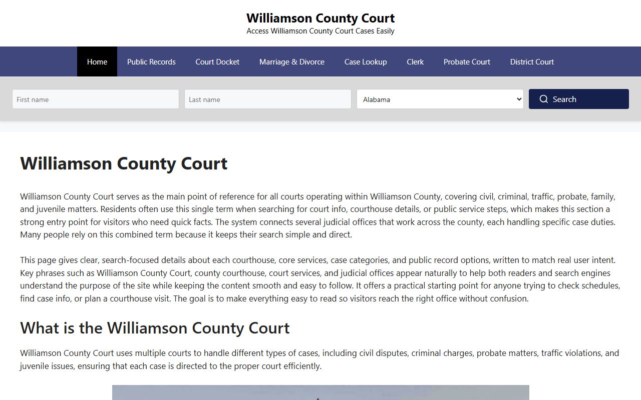 Franklin Criminal Court Records image for Franklin and Williamson County court access