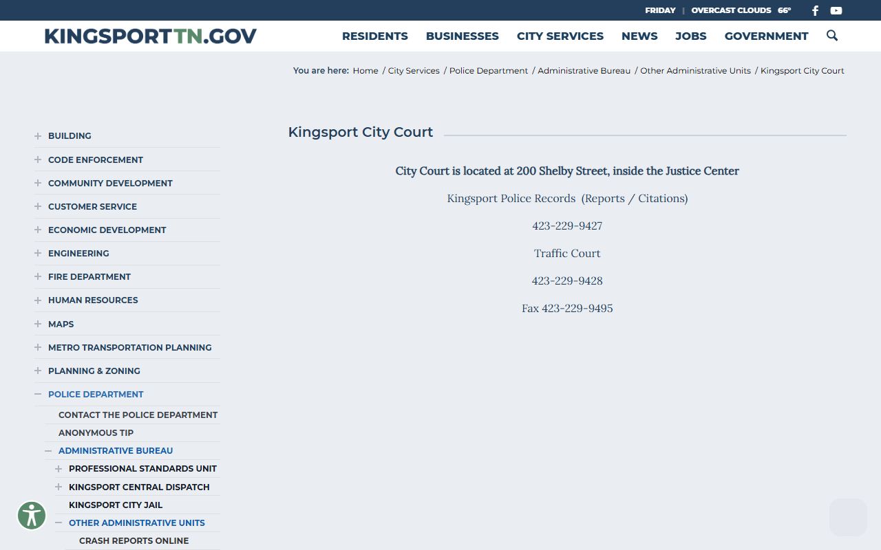 Kingsport criminal court records information from Kingsport City Court