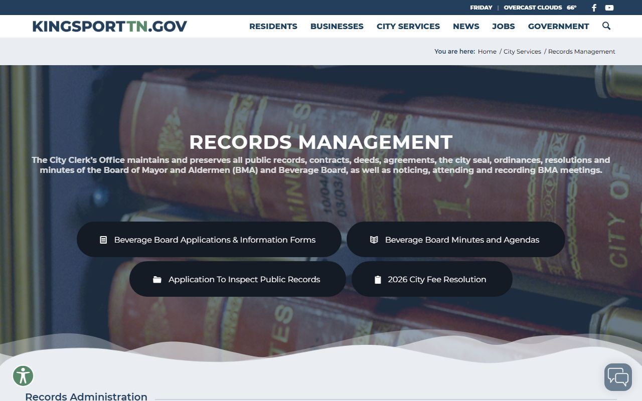Kingsport criminal court records and public records request information through Kingsport Records Management