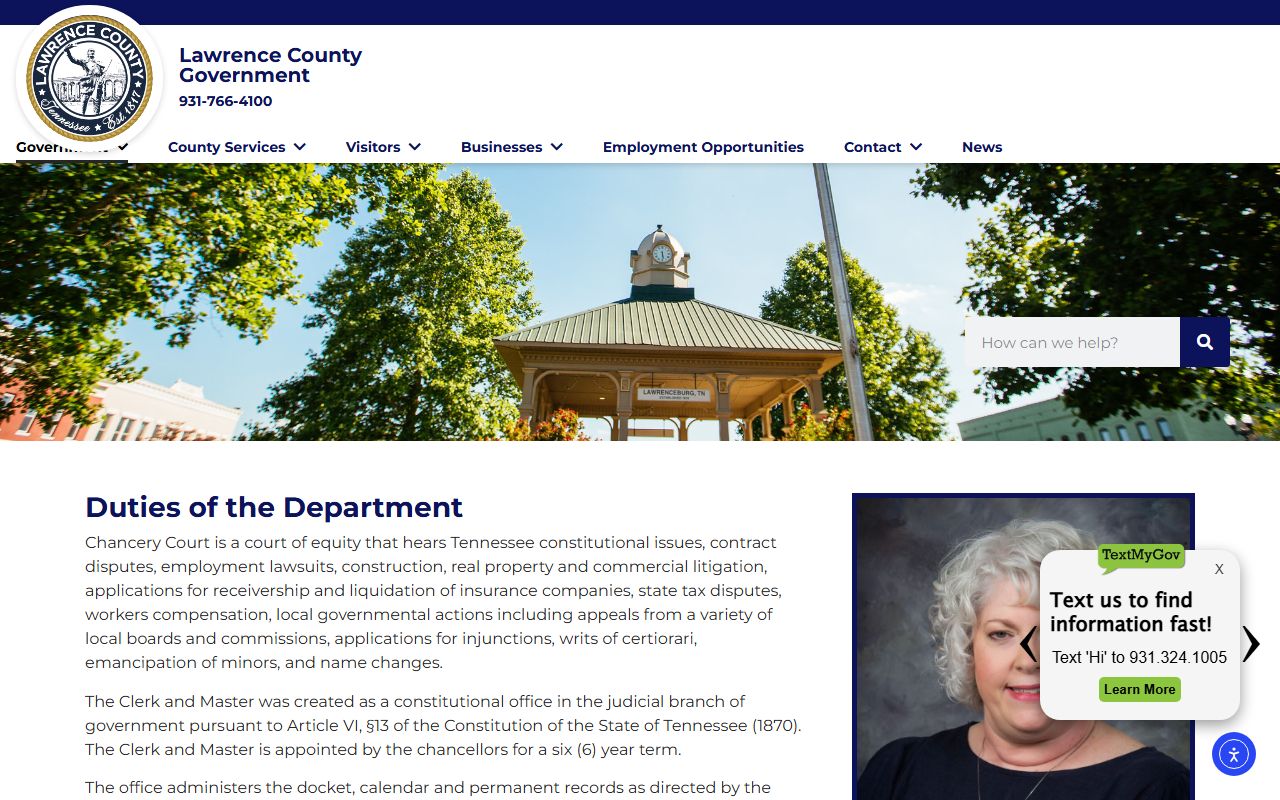 Lawrence County criminal court records context from the Lawrence County clerk and master page