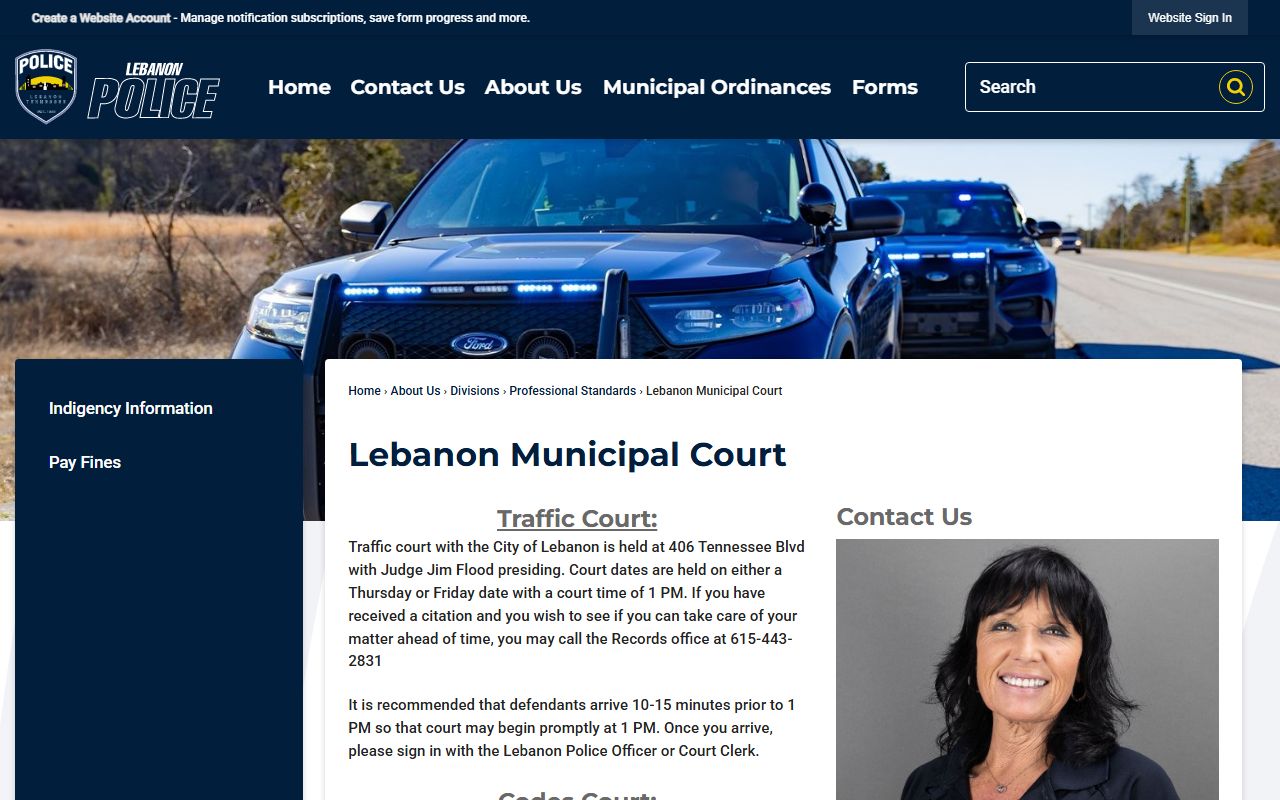 Lebanon criminal court records information from the Lebanon Municipal Court