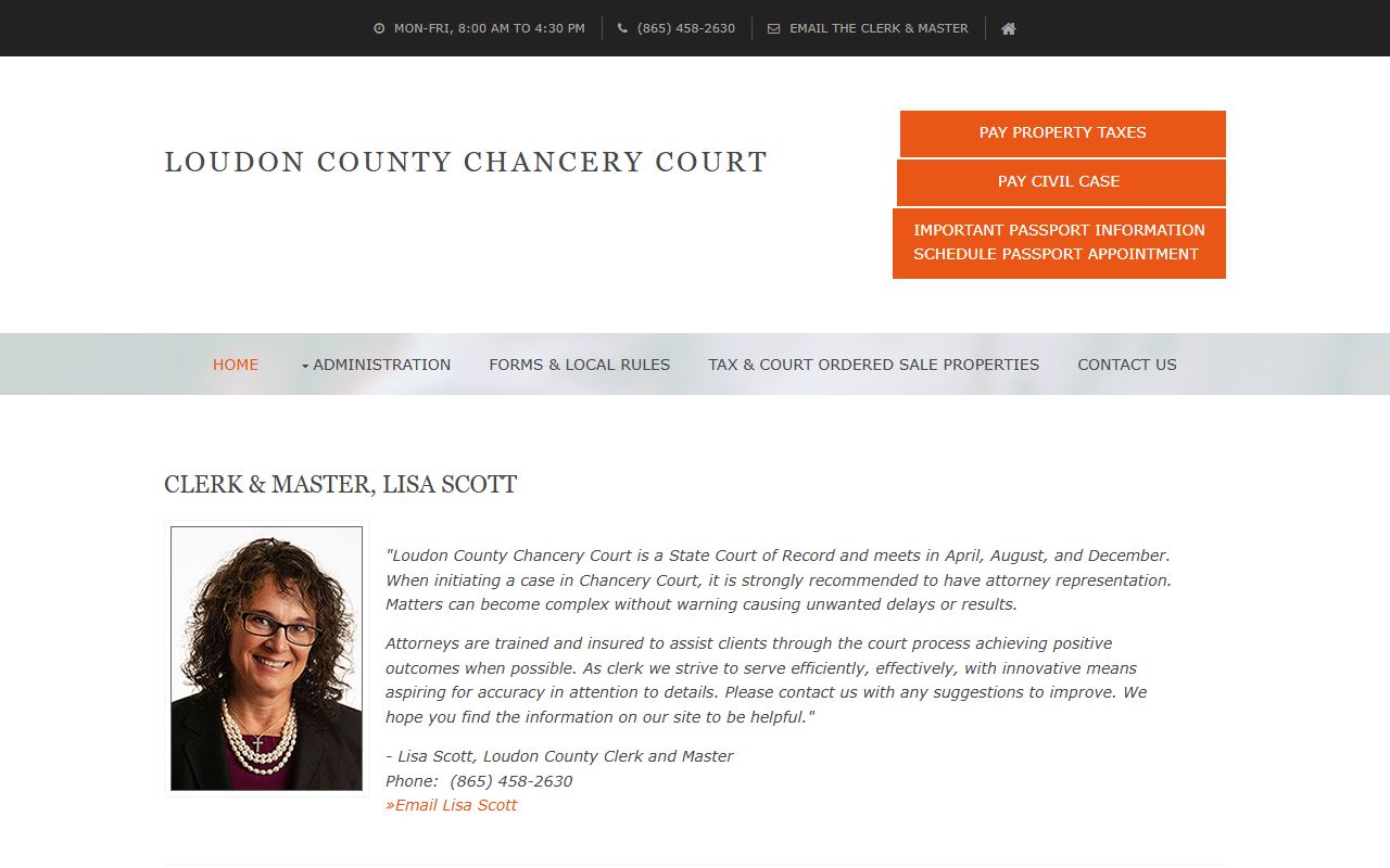 Loudon County criminal court records context from the Loudon County clerk and master page