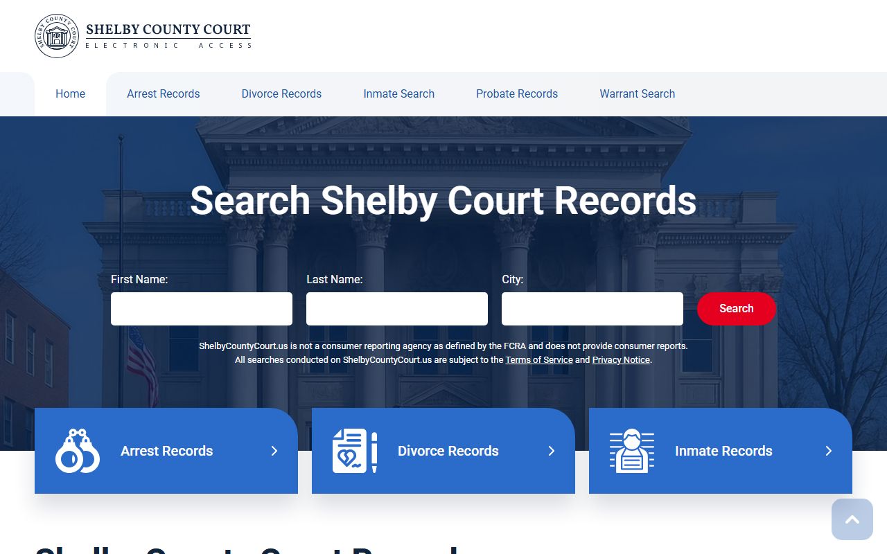 Memphis Criminal Court Records case search tool