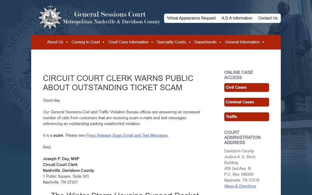 Nashville criminal court records and local court resources in Metropolitan Nashville