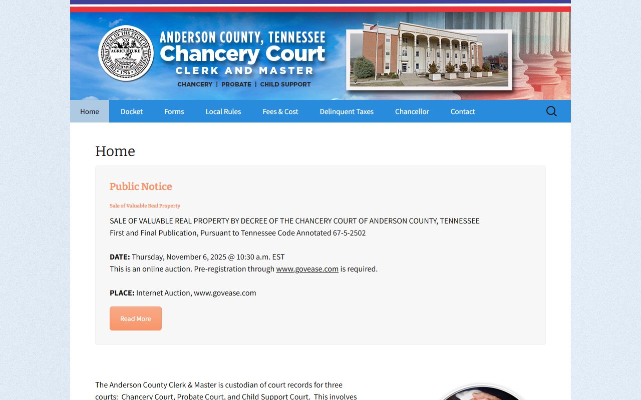 Oak Ridge criminal court records information through the Anderson County Circuit Court Clerk