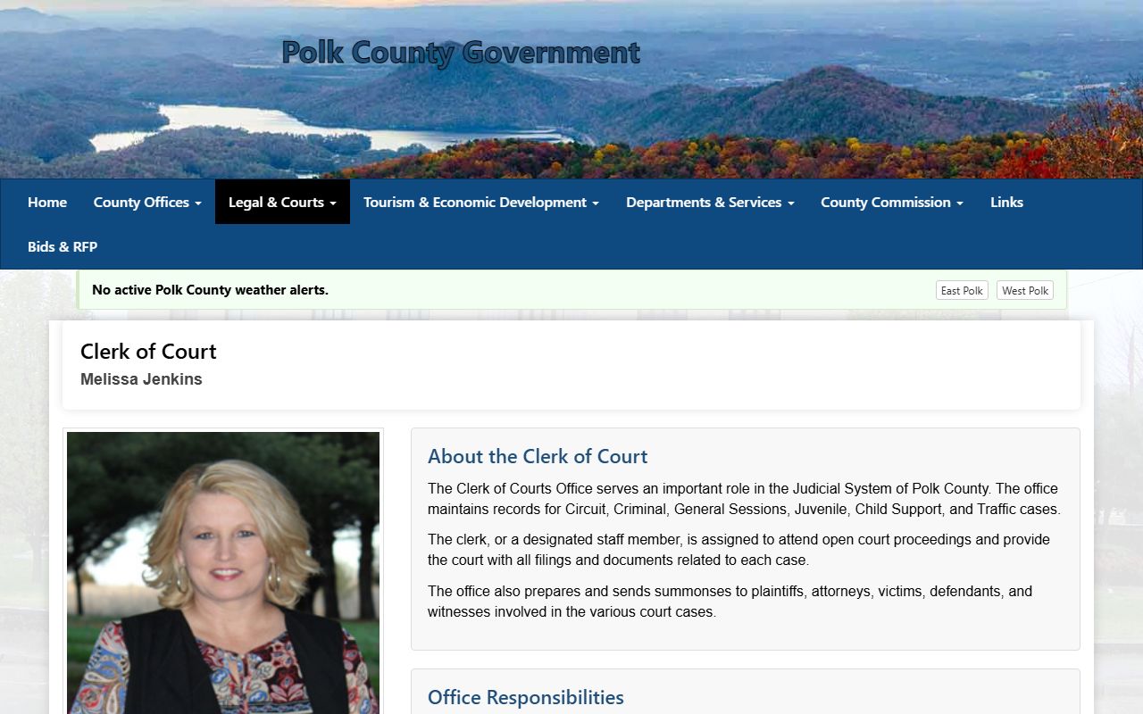 Polk County criminal court records context from the Polk County clerk of court page