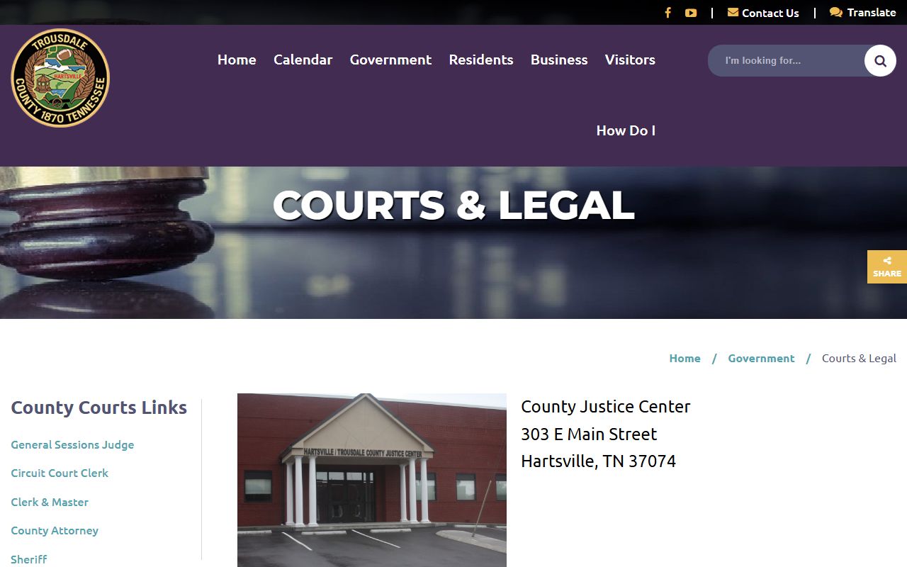 Trousdale County criminal court records information from the Trousdale County courts page