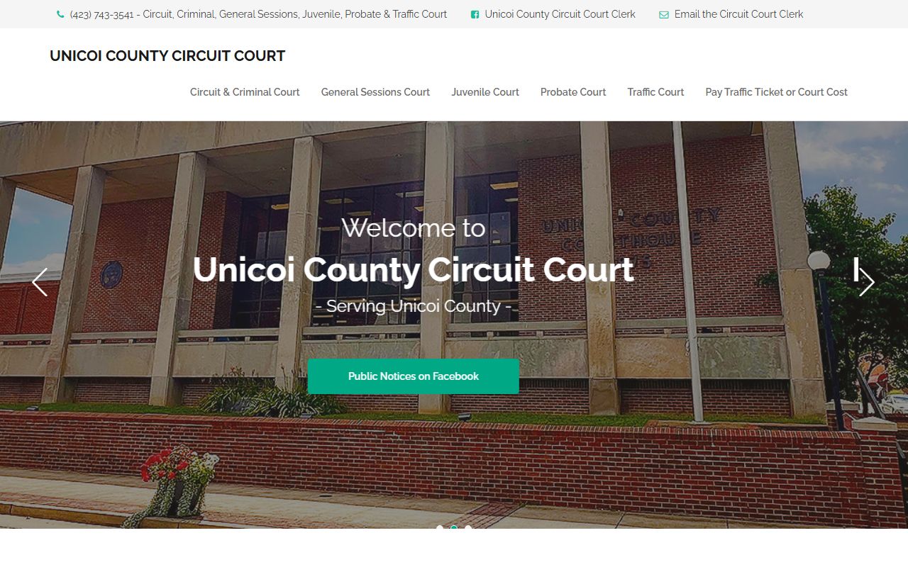 Unicoi County criminal court records information from the Unicoi County circuit court page
