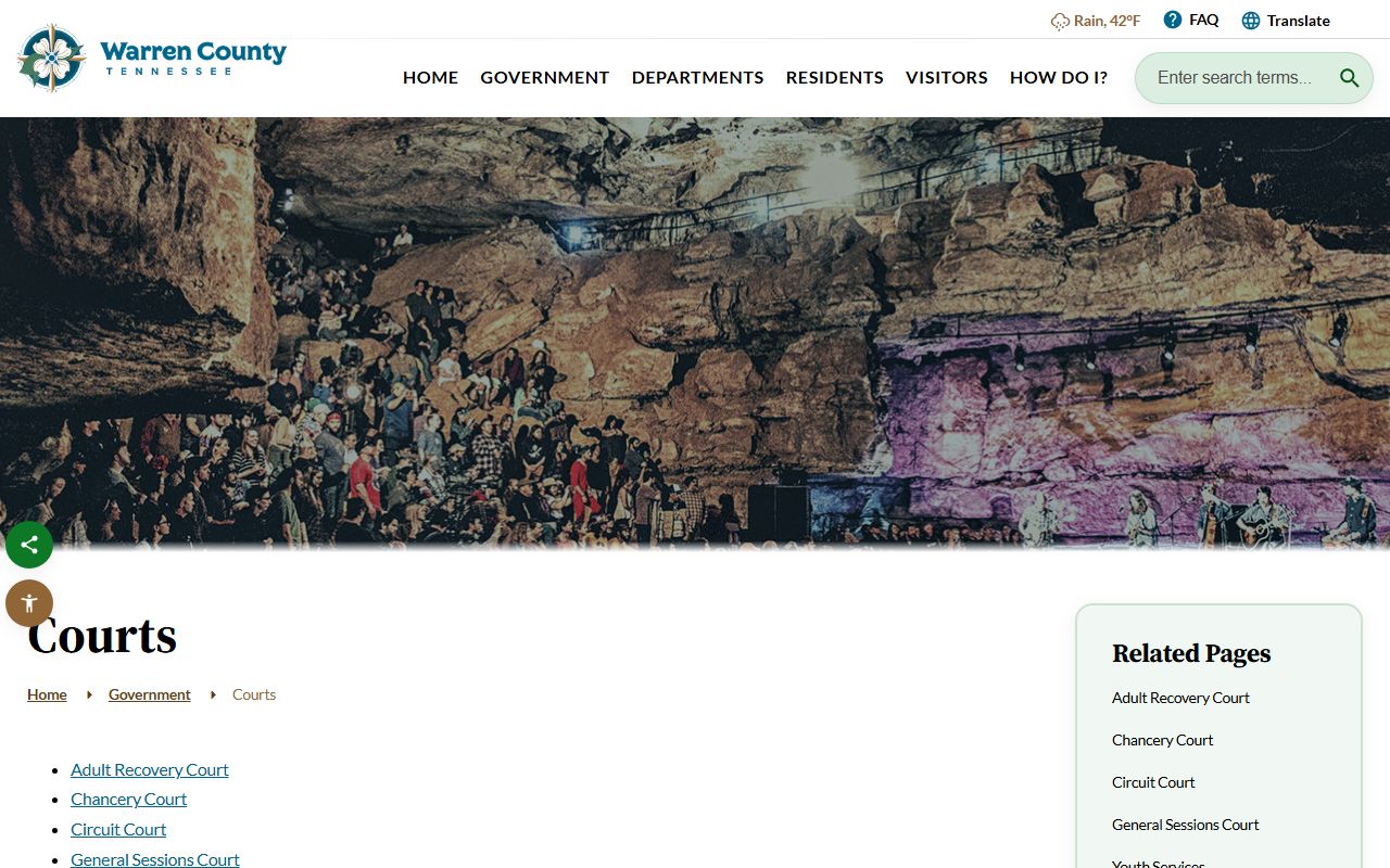 Warren County criminal court records information from the Warren County courts page