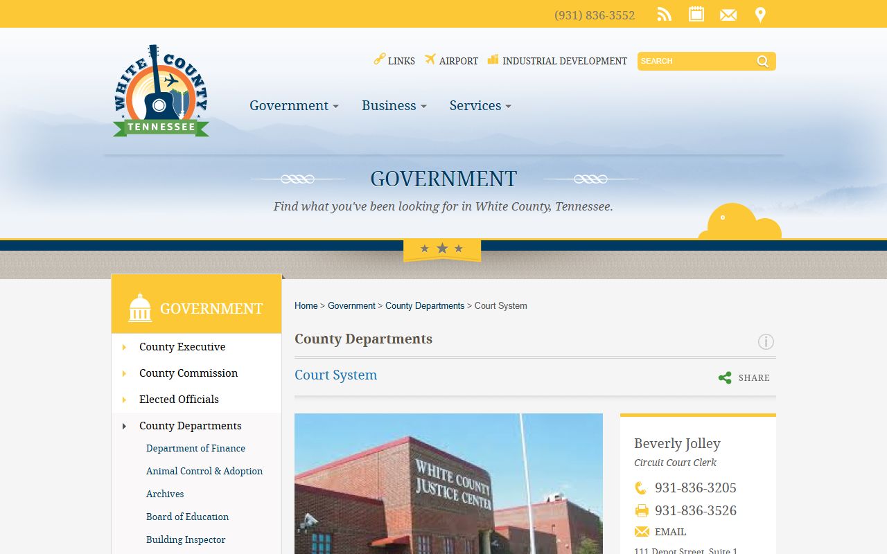 White County criminal court records information from the White County court system page