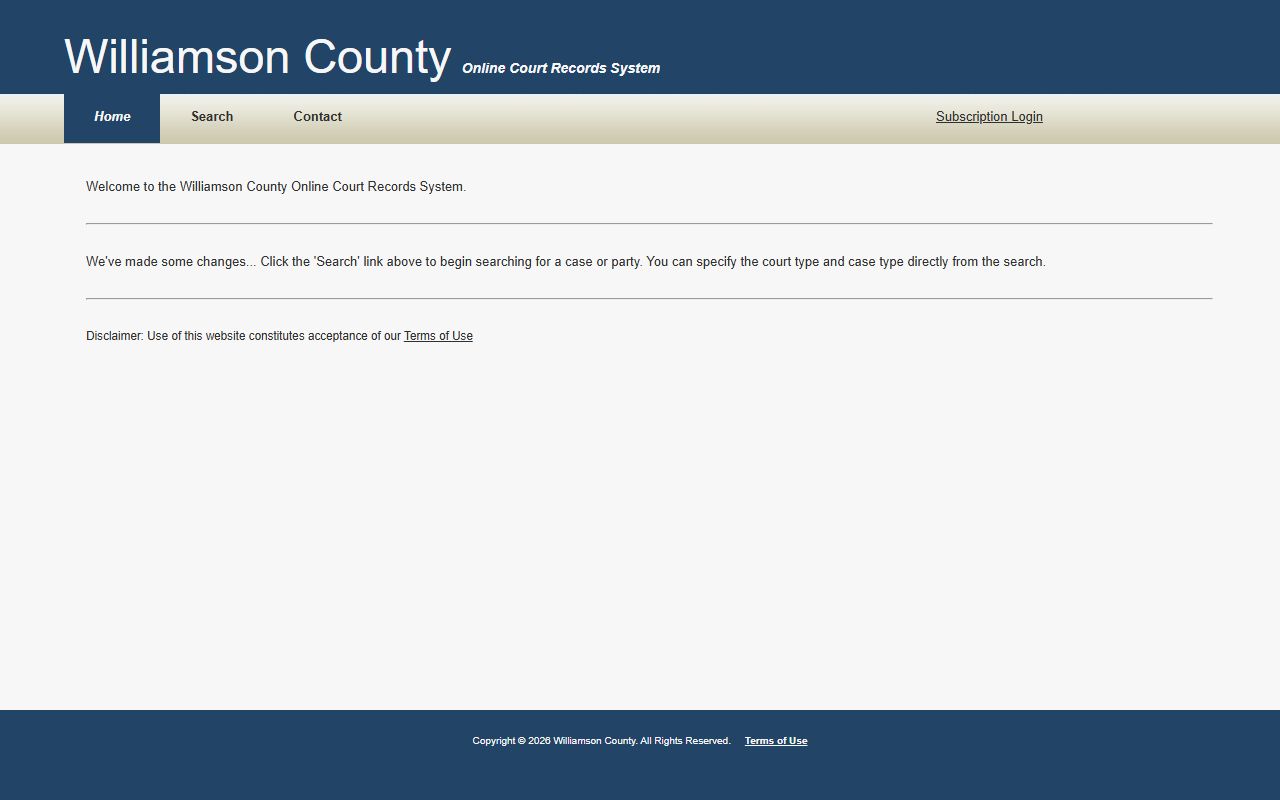 Williamson County Criminal Court Records online court records portal image for Franklin and Williamson County